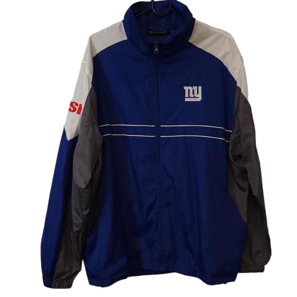 NY Giants‎ Windbreaker Jacket NFL Blue Gray Sports Illustrated DUNBROOKE XL